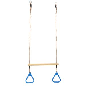 TRIBECCO Trapezschaukel mit Griffen & verstellbarem Seil – für Kinder ab 3 Jahren, bis 70 kg (Blau)