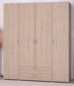 Kleiderschrank "Enjour" in Eiche Drehtürenschrank 4-türig 160 cm, 6 Wäschefächer