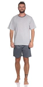 Herren Pyjama Short und Tshirt Schlafanzug Nachthemd, Grau/M