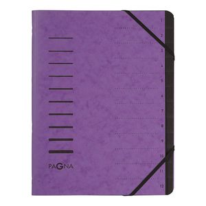 PAGNA Ordnungsmappe "Sorting File" 12 Fächer 1-12 DIN A4 aus Karton violett