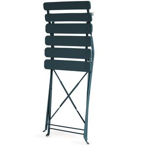 Vanage I Bistro Set Balkon I Balkonmöbel klappbar Set 3-teilig dunkelblau, pulverbeschichteter rostfreier Stahl, wetterbeständig, wasserfest, Besteht aus 1 x runder Tisch und 2 x Stühlen, Metall, für Balkon, VG-6941