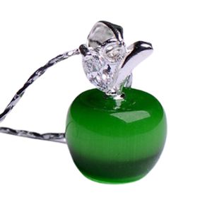 Frauen Schlüsselbein Kette Apfel Form Kristall Anhänger Halskette Schmuck Zubehör-Grün