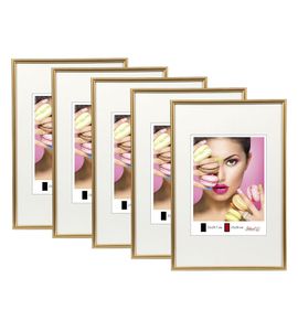 2er 3er 5er Pack Photo Style Set Bilderrahmen Wanddeko Collage Poster Kunststoff Rahmen - Farbe: 5er Pack Gold | Format: 40x60