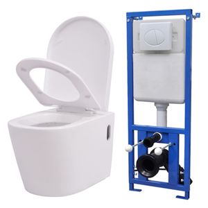 vidaXL Závesná toaleta so zabudovanou nádržkou Keramická biela