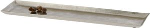 Dekoschale Kerzentablett Metallschale Hammerschlag Silber 52x12 cm