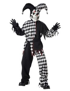 Joker-Kostüm für Kinder Halloweenkostüm schwarz-weiß