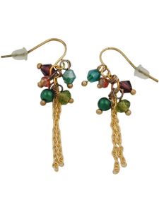 Ohrhaken Ohrhänger Ohrringe 45mm Perlen in grün und braun Kettchen goldfarben multicolor 45mm