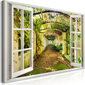 Wandbild Mega XXXL Fensterblick 250x125 cm Einteiliger XXL-Format Kunstdruck zur Selbstmontage Leinwandbilder moderne Bilder DIY Wanddekoration Wohnung Deko Fenster Pergola c-C-0089-ak-e