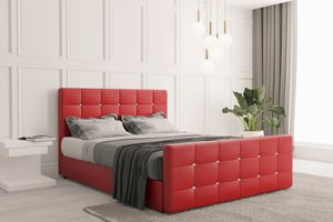 Skriňová posteľ s podnožou a matracom 120 cm x 200 cm, posteľ do spálne ROMA Imitácia kože červená
