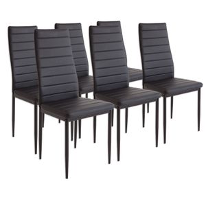 Albatros Jídelní židle MILANO Set 6, černá - čalouněná židle s potahem z umělé kůže, moderní stylový design k jídelnímu stolu - kuchyňská židle Jídelní židle s vysokou nosností až 110 kg
