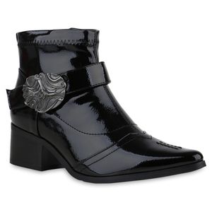 VAN HILL Damen Leicht Gefütterte Ankle Boots Schnallen Schuhe 840655, Farbe: Schwarz, Größe: 38