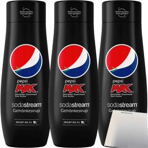 SodaStream Pepsi max Getränke-Sirup zero Zucker 3er Pack (3x0,44l Flasche) + usy Block
