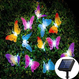 12-LED Schmetterling Solarbetriebene Lichterkette Außen Gartenparty Fee Lampe Nachbildung