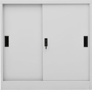 vidaXL Büroschrank mit Schiebetür Hellgrau 90x40x90 cm Stahl