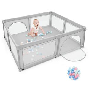 GOPLUS Baby Laufgitter mit 50 Spielbällen, Laufstall, Schutzgitter, Krabbelgitter für Kleinkinder & Säulinge, stabiler Laufgitterzelt mit atmungsaktivem Netz