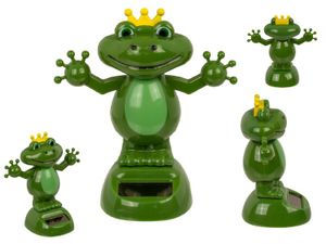 Solar Frosch mit Krone Wackelfigur Solarfigur, Wackelkopffigur, Froschkönig Adel