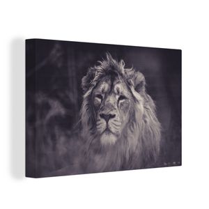 OneMillionCanvasses® - Maľba na plátne - Obraz na plátne Nástenná maľba na plátne - Lev - čierna - biela - zvieratá - 120x80cm - Fotografia na plátne