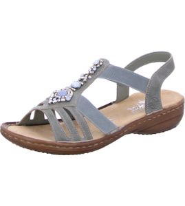 Rieker Damen Sandale Slingback Glitzersteine 60839, Größe:38 EU, Farbe:Grün