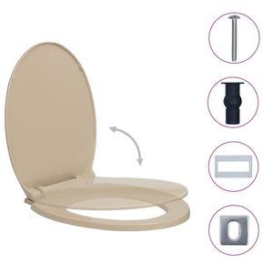 vidaXL Toilettensitz mit Absenkautomatik Quick-Release Beige Oval