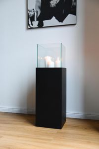 Windlichtsäule Kerzenhalter Windlicht CANDELA - Schwarz Matt - 25x25x80 cm