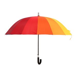 Biggdesign Moods Up Regenschirm in bunten Regenbogen Farben, 16 Rippen, Partnerschirm, Windsicher, Groß, Leicht, Automatik, Starker Stockschirm für Damen und Herren, mehrfarbig, 112 cm