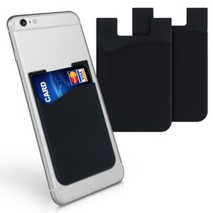 kwmobile 3x Kartenhalter Hülle für Smartphone - selbstklebend - Aufklebbare Silikon Kreditkarten Tasche Schwarz - Maße 8,5x5,5cm