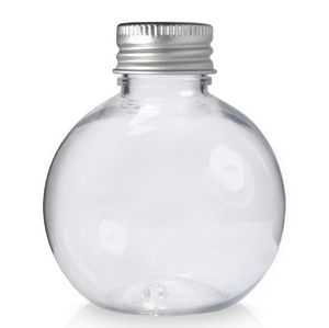 Kunststoffflasche in Kugelform, klar mit Aluminiumkappe, 300 ml