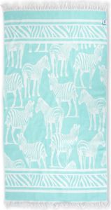 Jilda-Tex Hamamtuch Pestemal 90 x 170 cm "Savanna Zebra" Badetuch Handtuch Strandtuch Saunatuch  (Türkis)