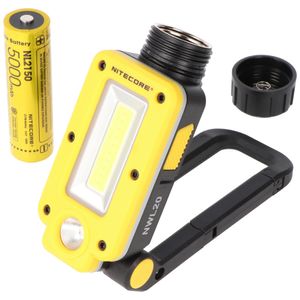 Wielofunkcyjna lampa robocza Nitecore NWL20, 600 lumenów, reflektor COB i reflektor LED, z czerwonym światłem, z akumulatorem litowo-jonowym NL2150 21700