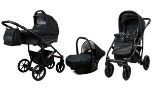 Polbaby Kočík Largo Alu 3 v 1 Set Kočík Buggy Autosedačka s príslušenstvom White Dots