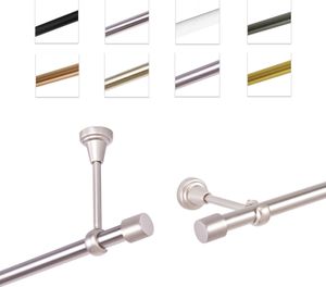 Gardinenstange Vorhangstange 19 mm mit Endkappen, einfache Montage,  Wand, 1-läufig, Chrom Matt, 280 cm