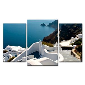 Leinwandbild - Santorini Treppe - Griechenland, Größe:100 x 60 cm 3tlg (30x50.30x50.40x60)