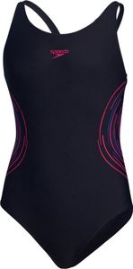 Speedo Placement Muscleback-Badeanzug für Mädchen Marineblau/Pink 116