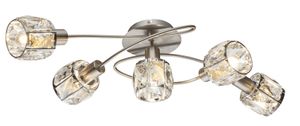 Globo Lighting Deckenleuchte Metall Nickel matt, Metall, Glaskristalle klar, LxBxH: 614x360x210mm, exkl. 5x E14 40W 230V