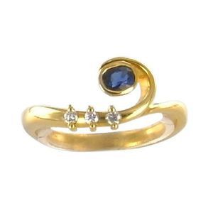 Ring 54 - Gelbgold 750 - Saphir -  Brillanten