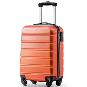 Flieks cestovný kufor s univerzálnymi kolieskami, pevný kufor na kolieskach, kufor na príručnú batožinu s otočnými kolieskami, M, 35x23x57cm, oranžová