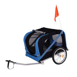 lionto, Fahrradanhänger für Hunde inkl. Anhängerkupplung und Sicherheitsgurten, blau/schwarz