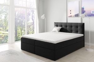 Boxspringová manželská posteľ 200x200 TOMASA 1 - čierna + topper ZDARMA