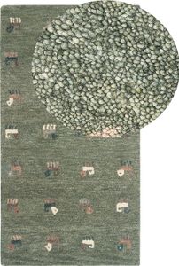 BELIANI Dywan zielony wełniany 80 x 150 cm tradycyjny styl wzór w zwierzęta do salonu sypialni