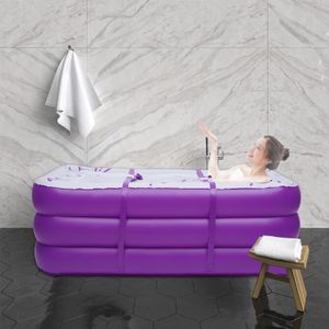 Tragbare Aufblasbare Badewanne, Faltbare Freistehende Badewanne PVC Verdickte Erwachsenen Spa Badewanne, Lila
