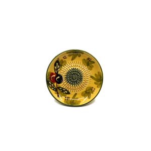 Kaladia Keramik Reibeteller handbemalt in Grün mit Olive - Durchmesser ca. 12cm - spülmaschinengeeignet
