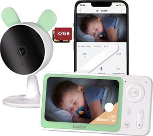 Dětská chůvička s kamerovou aplikací a 32GB , automatická AI sledovací chůvička 1080P, zónové alarmy, PTZ 350°, 5palcový LCD displej, dětská chůvička