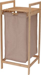 Bathroom Solutions | Wäschekorb mit Ablage - 33x33x73 cm - Bambusrahmen - Praktisch und Elegant