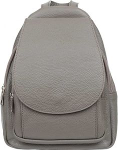 Collina Damenrucksack aus italienischem Leder - Praktisch und Geräumig vielen Fächern und sicherem Reißverschluss - 2 Hauptfächer - Grau-Wisteria
