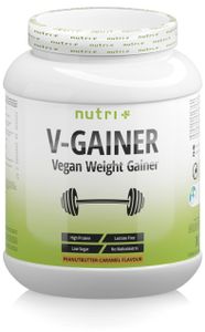 Mass & Weight GAINER - ohne Zucker - V-GAINER 2kg - Masseaufbau - ohne Maltodextrin & Zusatzstoffe - 2000g vegan Peanutbutter-Caramel