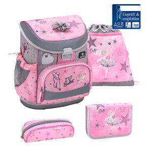 Belmil Schulranzen Set MINI FIT 2023 Ballet Light Pink (Motiv: Ballerina) für Mädchen ab 1. Klasse Grundschule Einschulung