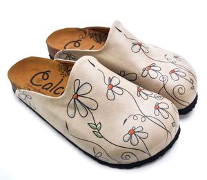 Damen Clogs Calceo mit Gänseblümchen CAL1410 38