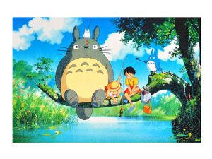 Totoro Puzzle mit 1000 Teilen | 75x50cm | Motiv: Totoro am Fluß