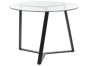 BELIANI Jídelní stůl černé kovové nohy stolová deska z tvrzeného skla kulatý ⌀ 100 cm pro 4 osoby moderní design