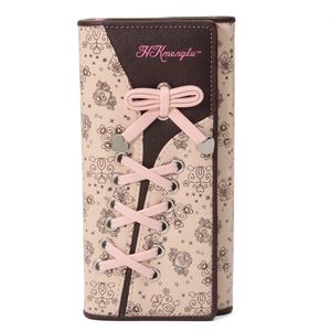 Dámská elegantní sladká kožená peněženka Dámská květinová tkanička peněženka peněženka růžová
